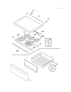 Top/drawer Diagram and Parts List for CRE3890LWH  Crosley Range