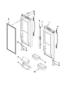 Refrigerator Door Parts Diagram and Parts List for 5GFC20PRYW0  Maytag Refrigerator