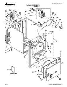 Cabinet Parts Diagram and Parts List for 4KNED5800TQ1  Amana Dryer