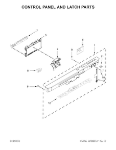 Control Panel And Latch Parts Diagram and Parts List for MDB8969SDE0  Maytag Dishwasher