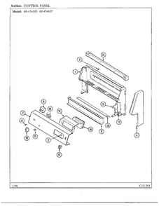 Control Panel Diagram and Parts List for 68-454650  Magic Chef Range