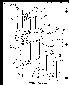 Freezer Door Assy Diagram and Parts List for SRI19E-C-P74870-5WC  Amana Refrigerator