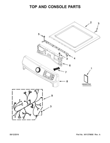 Top And Console Parts Diagram and Parts List for MED6630HC1  Maytag Dryer