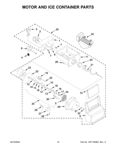 Motor And Ice Container Parts Diagram and Parts List for ASI2575GRB11  Amana Refrigerator