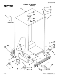 Cabinet Parts Diagram and Parts List for MSF25D2EAS01  Maytag Refrigerator