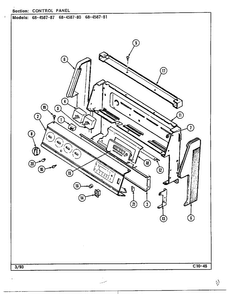 Control Panel Diagram and Parts List for 68-4587-87  Magic Chef Range