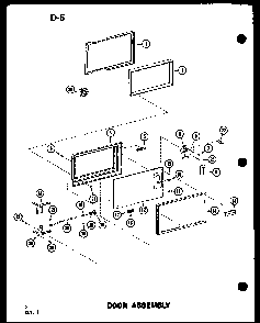 Door Assembly Diagram and Parts List for RC-14S P73824-4M Amana Microwave