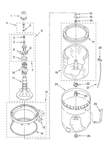 Agitator, Basket And Tub Parts Diagram and Parts List for 7MMMS0200VW0  Maytag Washer