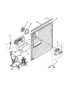 Inner Door Parts Diagram and Parts List for MDBTT53AWB1  Maytag Dishwasher