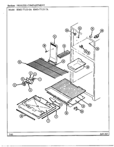 Freezer Compartment Diagram and Parts List for 77133-0A  Admiral Refrigerator