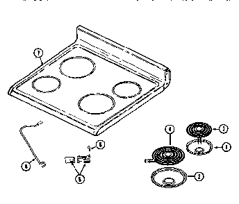 Top Assembly Diagram and Parts List for MER4820AAW  Maytag Range