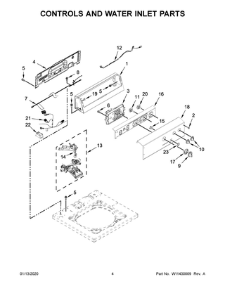 Controls And Water Inlet Parts Diagram and Parts List for MVWP576KW0  Maytag Washer