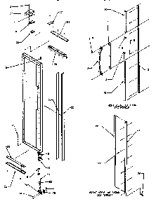 Freezer Door Hinge And Trim Parts Diagram and Parts List for SRI20S2E-P1190101WE  Amana Refrigerator