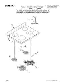 Cooktop Parts Diagram and Parts List for MER6755AAQ25  Maytag Range