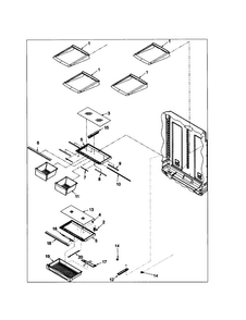 Refrigerator Shelving Diagram and Parts List for ABD2533DES0  Amana Refrigerator