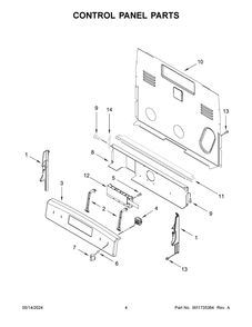 Control Panel Parts Diagram and Parts List for YACR4303MFW9  Amana Range