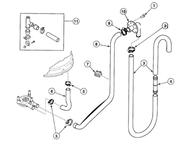 Drain Hoses Diagram and Parts List for SWT121LA  Speed Queen Washer