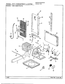 Unit Compartment And System Diagram and Parts List for 22844-0A  Admiral Refrigerator