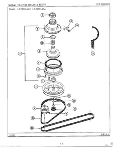 Clutch, Brake And Belts Diagram and Parts List for 6329  Maytag Washer