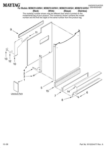 Door And Panel Parts Diagram and Parts List for MDB6701AWQ41  Maytag Dishwasher