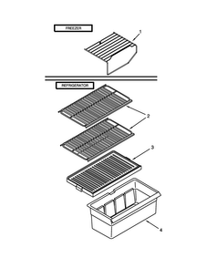 Shelf Parts Diagram and Parts List for A8TXCWFXW00  Amana Refrigerator