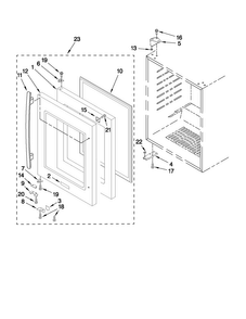 Door Parts Diagram and Parts List for JUW248LWRS21  Jenn-Air Wine and Beverage Cooler