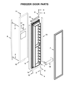 Freezer Door Parts Diagram and Parts List for JS48SSDUDE01  Jenn-Air Refrigerator