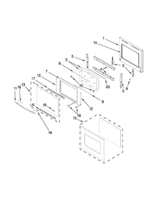 Lower Oven Door Diagram and Parts List for JJW2730WB02  Jenn-Air Wall Oven