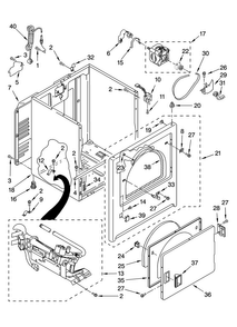 Cabinet Parts Diagram and Parts List for NGD4500VQ0  Amana Dryer