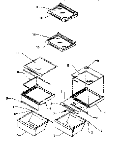 Shelving & Drawers Diagram and Parts List for SX22SE-P1190201WE  Amana Refrigerator