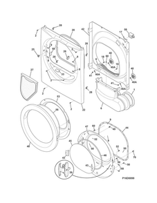 Front Panel/lint Filter Diagram and Parts List for CDG7300RW0  Crosley Dryer