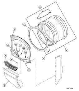 Cylinder Diagram and Parts List for SDG409LF  Speed Queen Dryer