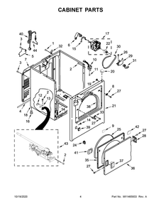 Cabinet Parts Diagram and Parts List for NGD4655EW3  Maytag Dryer