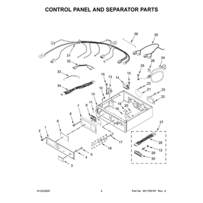 Control Panel And Separator Parts Diagram and Parts List for MLG26PRFWW0  Maytag Dryer
