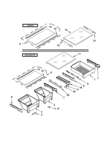 Shelf Parts Diagram and Parts List for 5MT711BFEH00  Maytag Refrigerator