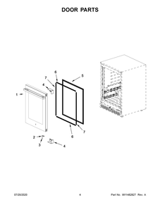 Door Parts Diagram and Parts List for JUGFL242HM01  Maytag Wine and Beverage Cooler