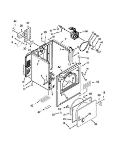 Cabinet Parts Diagram and Parts List for 4GMEDC100YQ2  Maytag Dryer