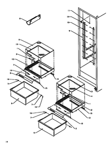 Refrigerator Shelving/drawers Diagram and Parts List for SXD19NL-P1168802WL  Amana Refrigerator
