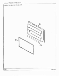 Freezer Inner Door Diagram and Parts List for HMG211470  Admiral Refrigerator