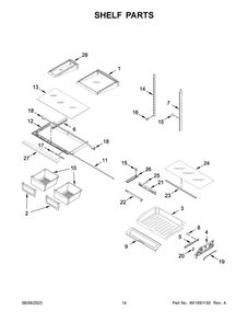 Shelf Parts Diagram and Parts List for MFI2570FEB09  Maytag Refrigerator