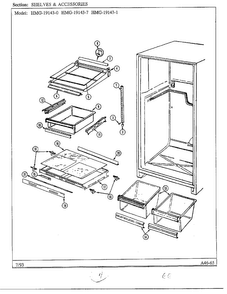 Shelves And Accessories Diagram and Parts List for 19143-0B  Admiral Refrigerator