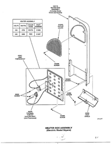 Heater Box Assembly Diagram and Parts List for 7493-LEM437  Amana Dryer