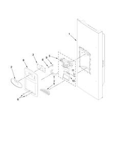 Dispenser Front Parts Diagram and Parts List for AFI2538AEB5  Amana Refrigerator