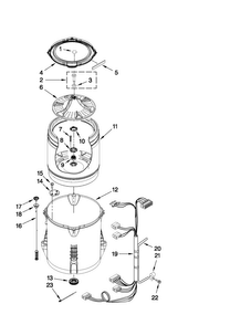 Basket And Tub Parts Diagram and Parts List for 7MMVWC400YW0  Maytag Washer