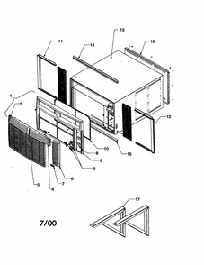 Outercase/curtains/front Assembly Diagram and Parts List for RE18090C2D REV B Amana Air Conditioner