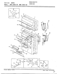 Doors Diagram and Parts List for 19903-0A  Admiral Refrigerator