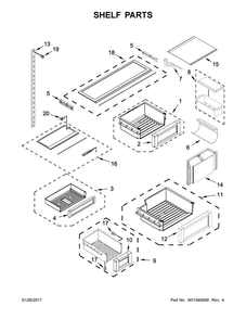 Shelf Parts Diagram and Parts List for JB36NXFXLE01  Jenn-Air Refrigerator