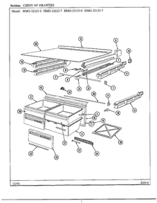 Chest Of Drawers Diagram and Parts List for 32123-0  Admiral Refrigerator