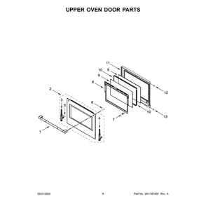 Upper Oven Door Parts Diagram and Parts List for JOEDC330RL00  Jenn-Air Wall Oven
