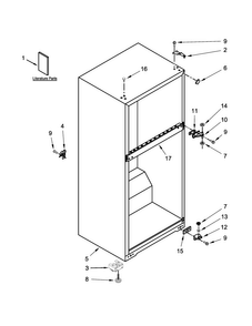 Cabinet Parts Diagram and Parts List for A8TXCWFXW00  Amana Refrigerator